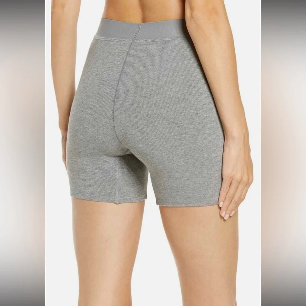 Skims Cotton Ribbed Knit Boxer Short Small Grey Sleepwear Shapewear Lounge Luxe
